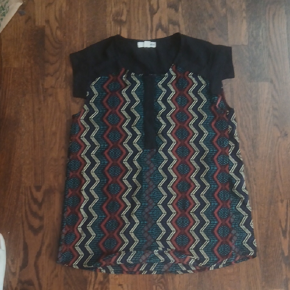 Brooklyn Industries Black and Red Zigzag Blouse
